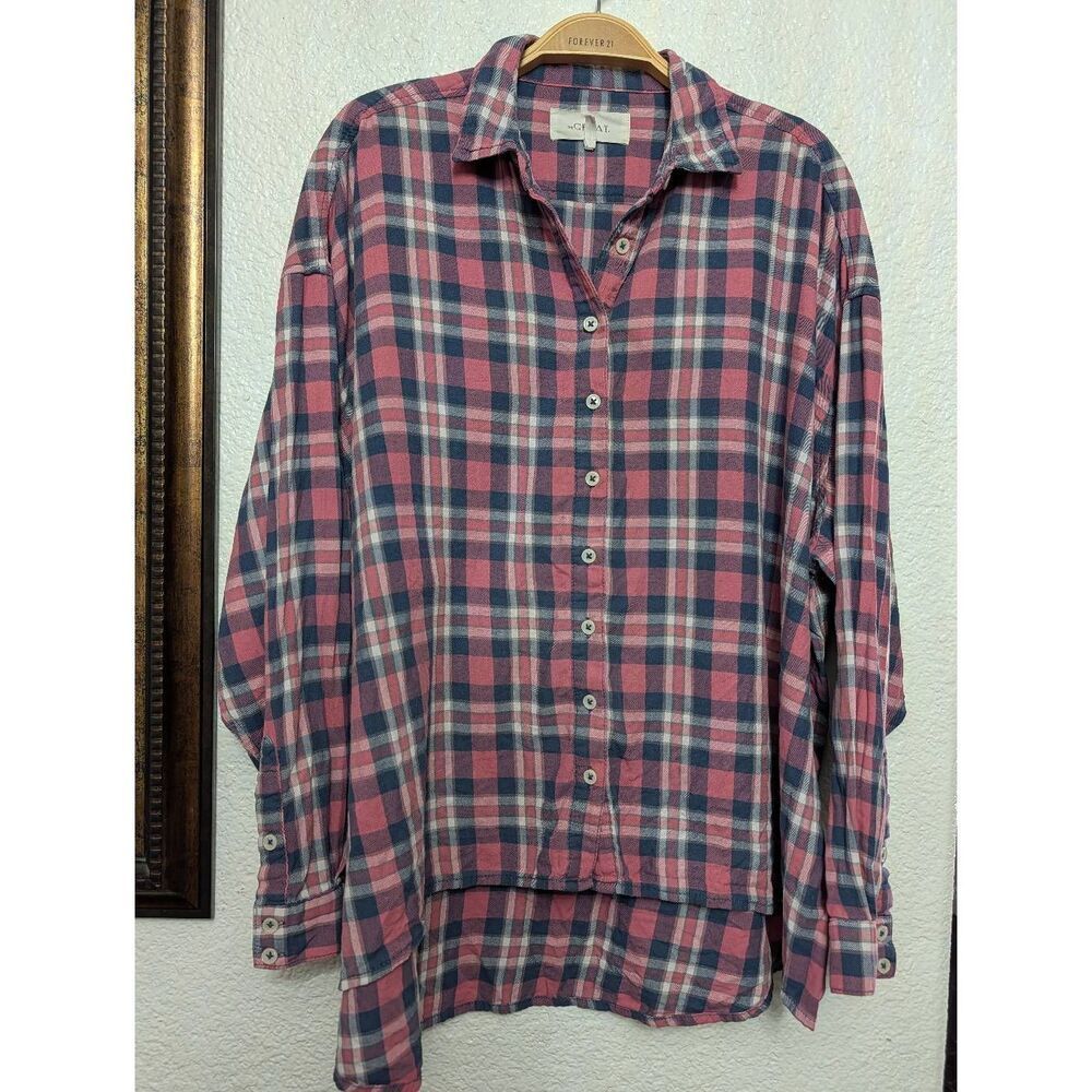 THE GREAT. High low long sleeve button down front shirt size 2